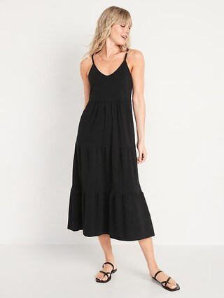 Tiered Slub-Knit Midi Cami Swing Dress for Women | Old Navy (CA)