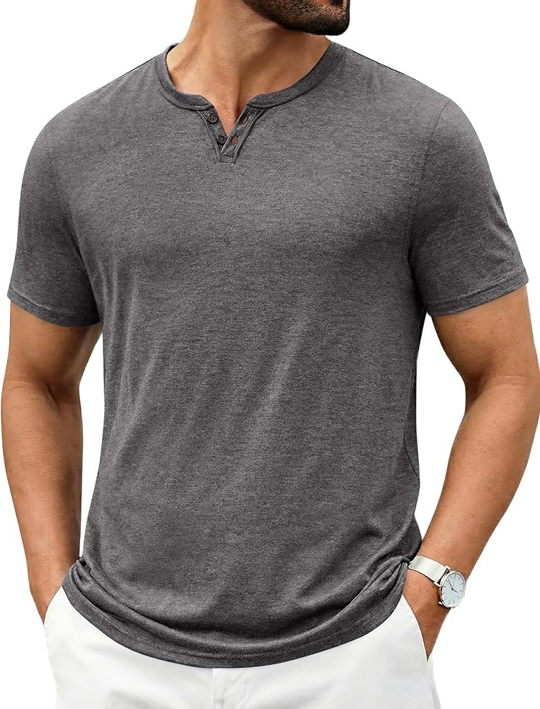 COOFANDY Men's T Shirts Short Sleeve Casual V Neck T-Shirt Soft Notch Neck Tee Classic Plain Shir... | Amazon (US)