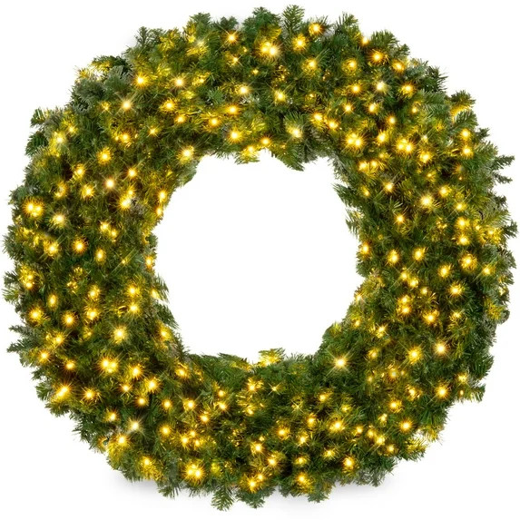 Best Choice Products 36in Artificial Pre-Lit Fir Christmas Wreath Decoration w/ 150 LED Lights, 3... | Walmart (US)