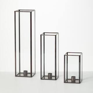 SULLIVANS 14.5", 10", and 6" Rectangular Glass Taper Candle Holder (Set of 3) MET1892 - The Home ... | The Home Depot