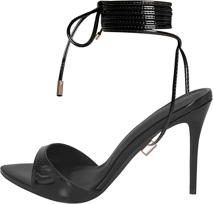 Women Mules High Heel Sandals Pointed Toe Lace Up Stilettos Heels Strappy Ladies Slippers Party S... | Amazon (US)