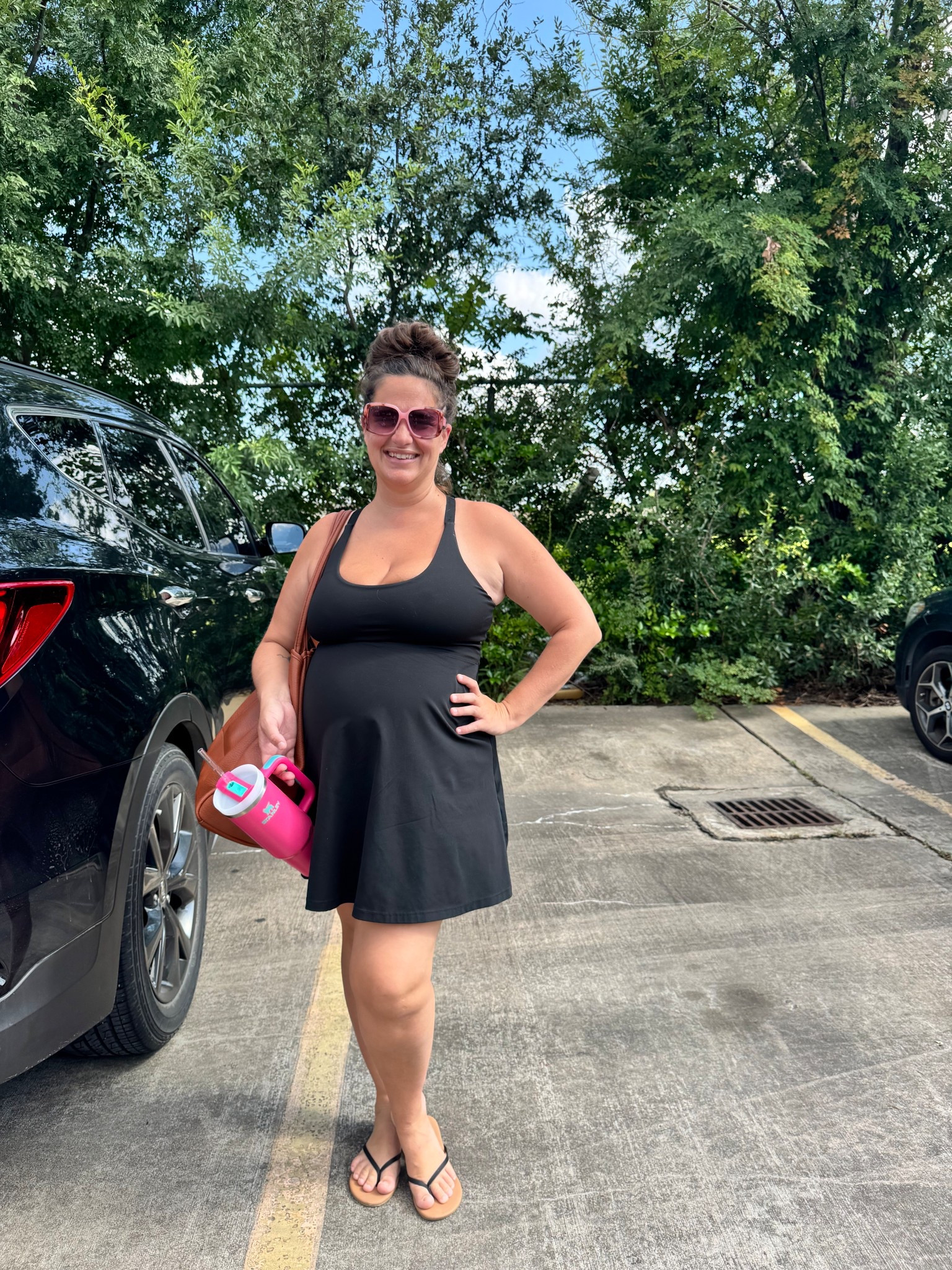 Tried and true! Bump-friendly and postpartum friendly active dress from Amazon with my staple sandals and tote! 

Wearing a L in the dress. 

#LTKBump #LTKMidsize #LTKActive