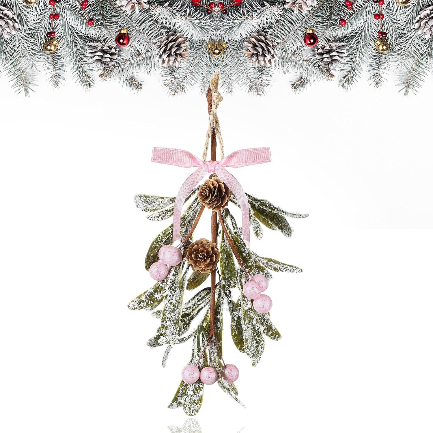 Giegxin 1 Piece Christmas Mistletoe Ornament,Pink Style,Pink | Amazon (US)