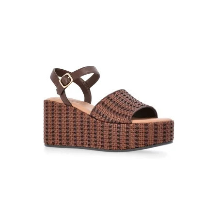 Time and Tru Women s Woven Wedge Heel Sandals | Walmart (US)