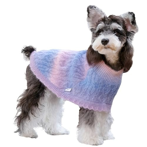 UNIPUP Rainbow Mohair Dog Sweater Cloak, Cold Weather Coat Dog Jacket for Small Dogs, Classic Turtleneck Thick Puppy Clothes with Leash Hole DS93M | Amazon (US)