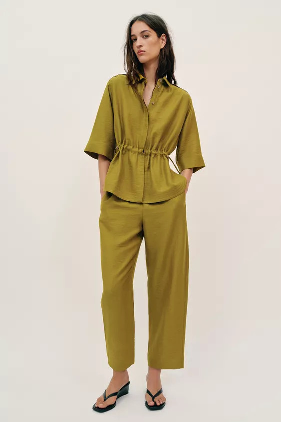 BARREL TROUSERS WITH LINEN | Zara UK