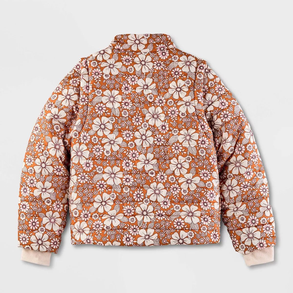 Kids' Adaptive Floral Puffer Jacket - Cat & Jack™ Tan | Target