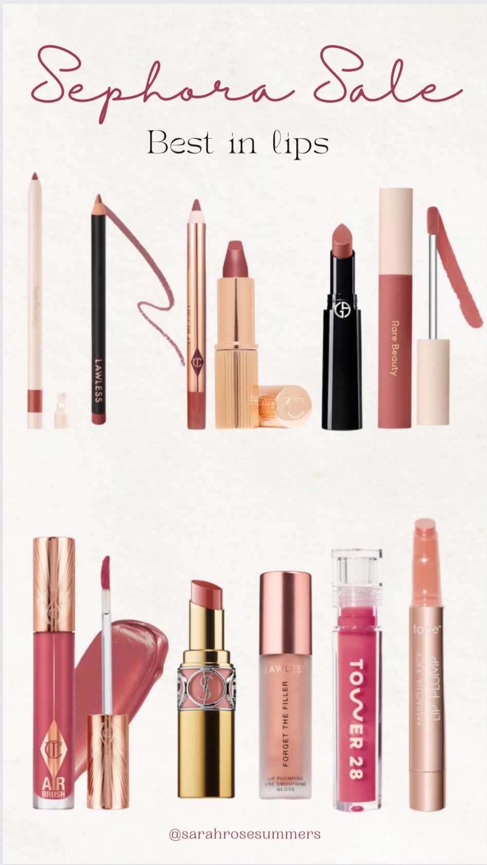 Best in lips: Charlotte Tilbury, Rare Beauty Lipliner, long lasting Rare Beauty Matte Cream Lipstick, long lasting Charlotte Tilbury Flawless Matte Liquid Lipstick, shine yet highly pigmented Armani Beauty Power Lipstick, YSL Rouge Shine Lipstick, Tarte Plumping Juicy Lip, Lawless gloss, Tower28 gloss. Use code TIMETOSAVE at checkout for discount 

#LTKbeauty #LTKsalealert #LTKGiftGuide