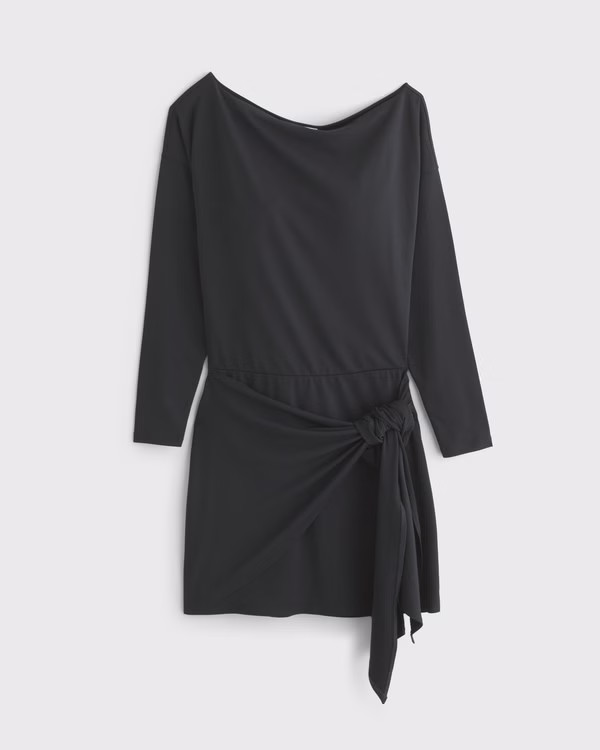 Long-Sleeve Draped Knit Mini Dress | Abercrombie & Fitch (US)