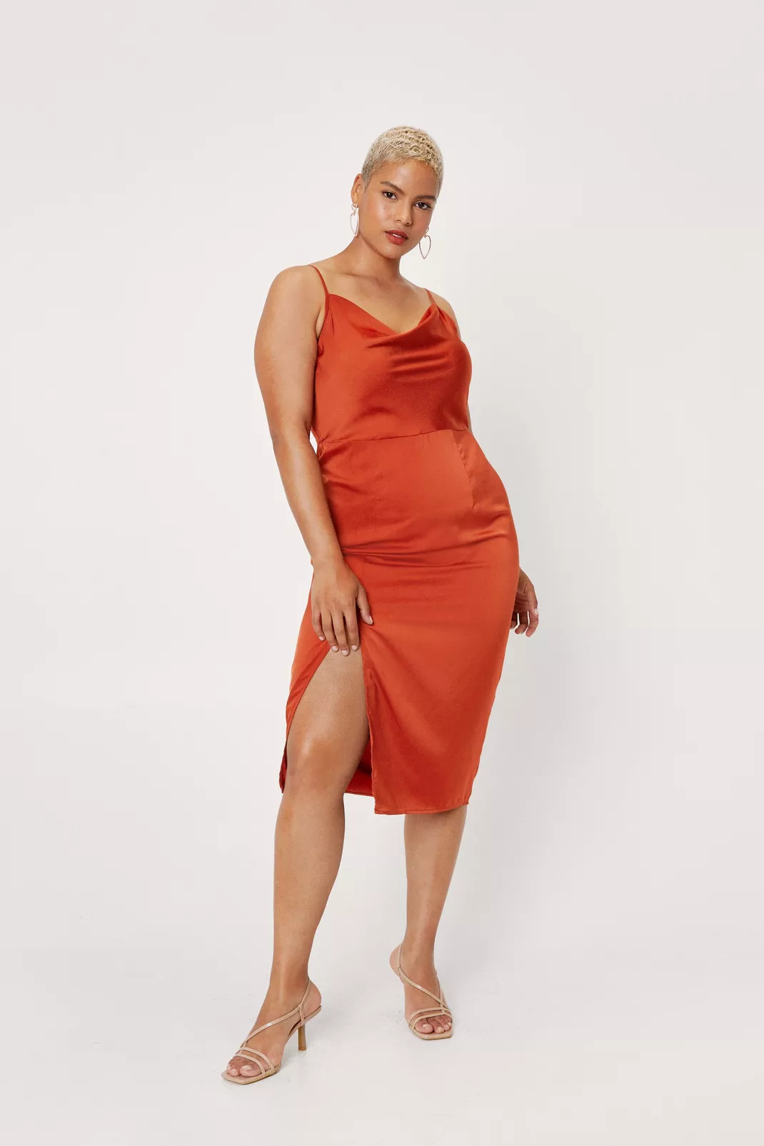 Plus Size Cowl Neck Satin Midi Slip Dress | Nasty Gal (US)