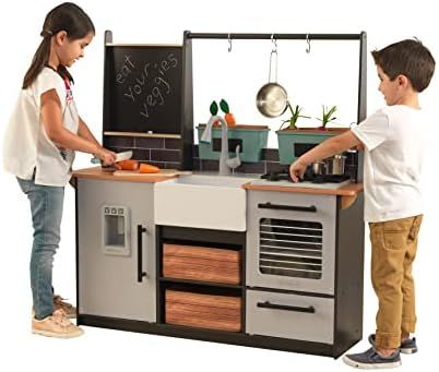 KidKraft Wooden Farm to Table Play Kitchen with EZ Kraft Assembly, Lights & Sounds, Ice Maker and... | Amazon (US)