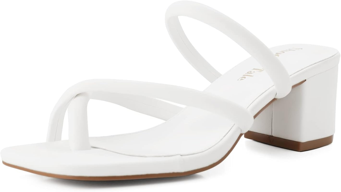 Shoe'N Tale Strappy Heels For Women Low Chunky Block Heel Heeled Sandals Square Open Toe Slip On ... | Amazon (US)