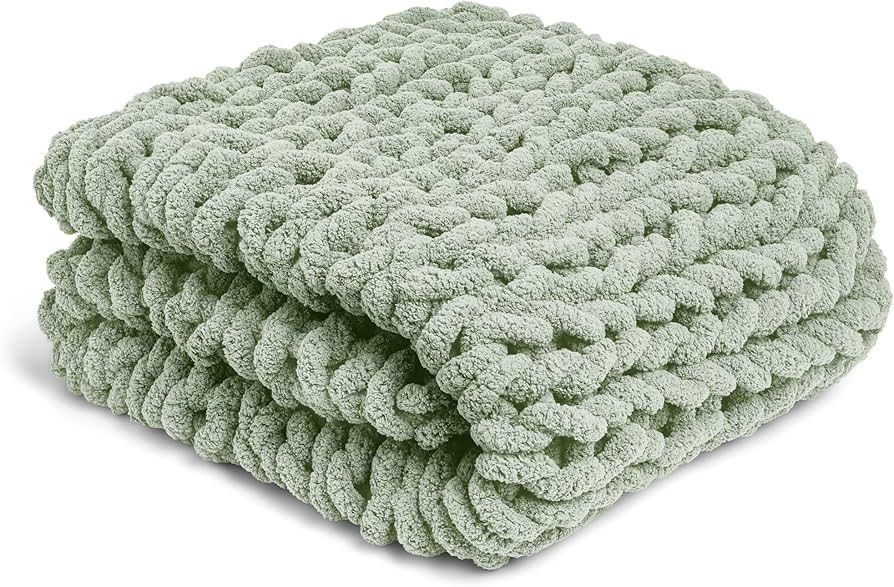 DEMDACO Cozy Warm Chunky Cable Knit, Eucalyptus Green 70 x 65 Inches Acrylic Throw Blanket for Co... | Amazon (US)