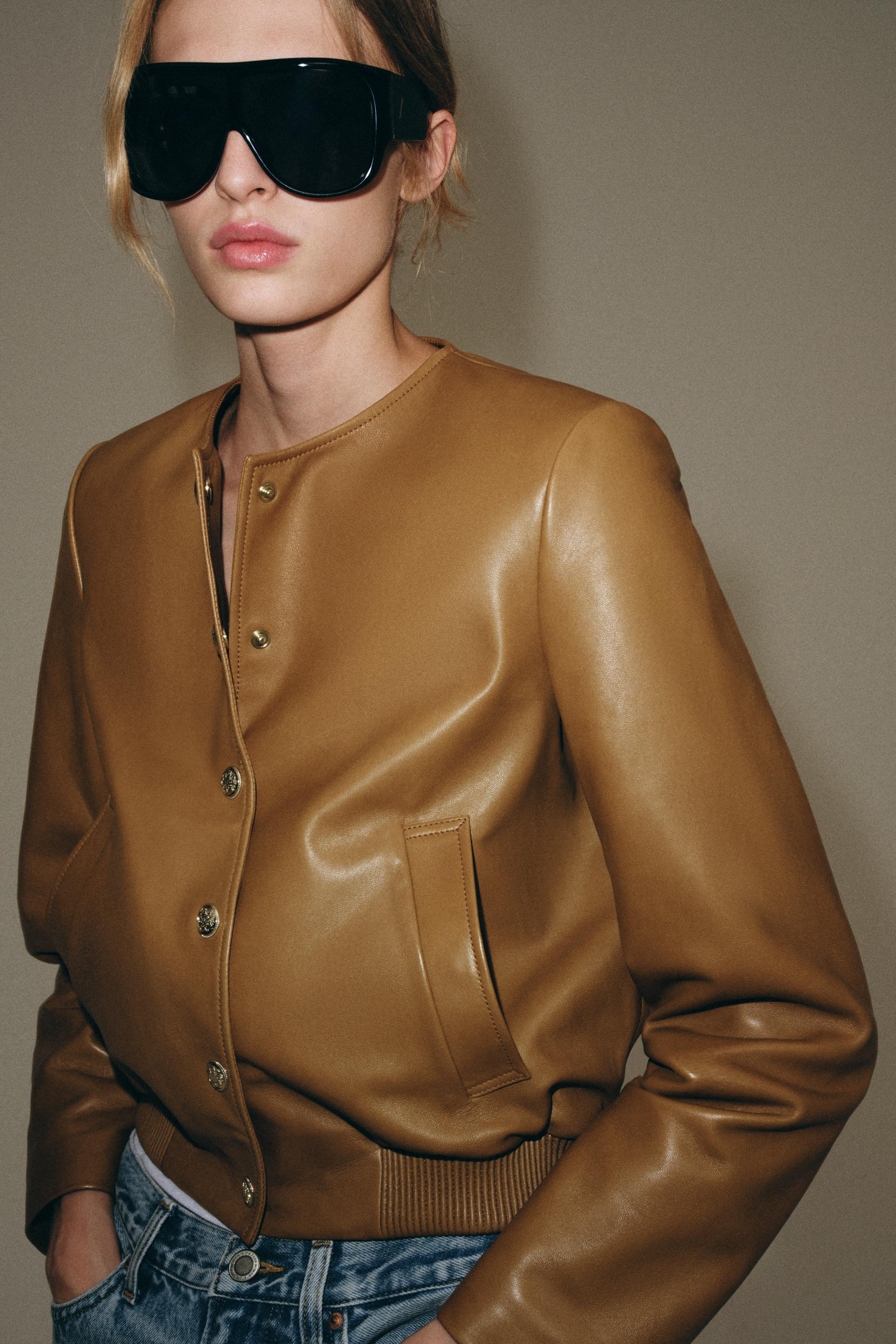ZW COLLECTION 100% LEATHER BOMBER JACKET | Zara US