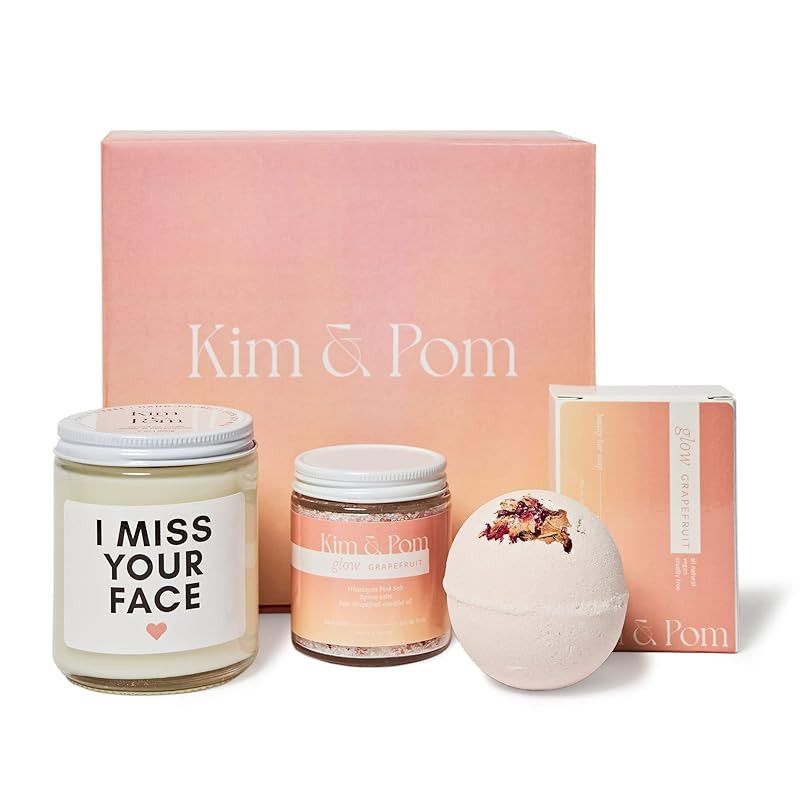 Kim and Pom I Miss Your Face Spa Gift Basket Scented with Grapefruit Essential Oil - Perfect Gift... | Amazon (US)