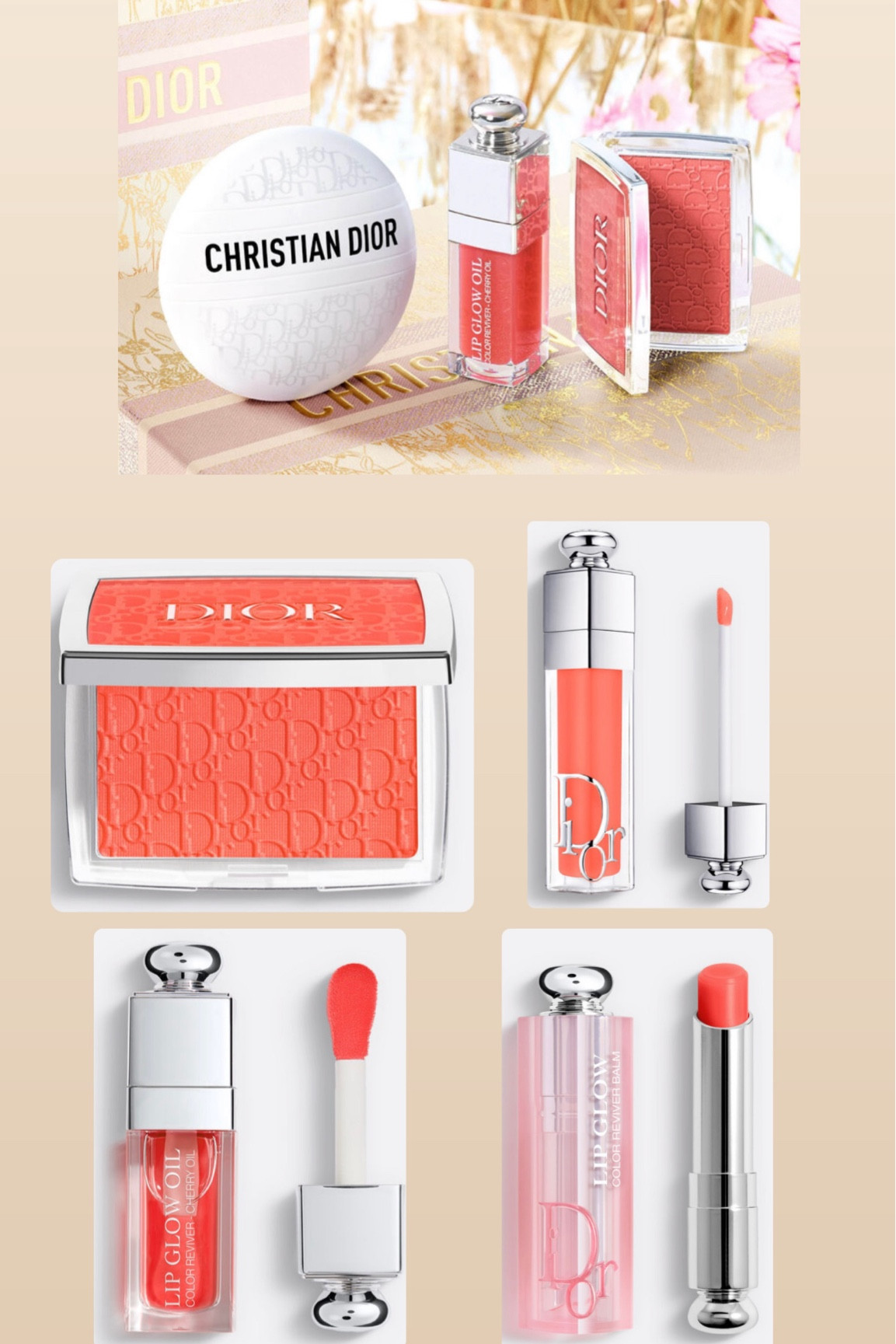 Dior Poppy Coral new blush and lippies 
Blush, lip oil, lipgloss, beauty, makeup, Sephora, Dior 

#LTKstyletip #LTKbeauty #LTKfindsunder50