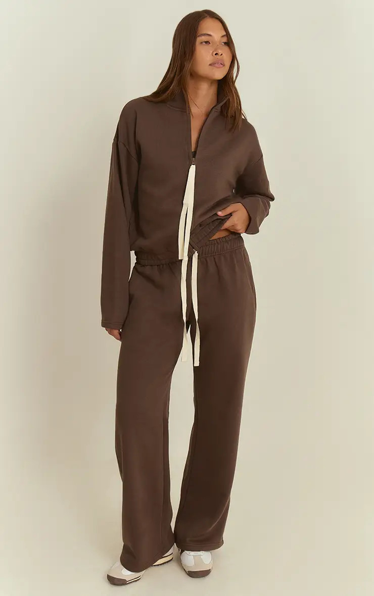 Chocolate Contrast Drawcord Joggers | PrettyLittleThing AU | Pretty Little Thing (Australia & New Zealand)