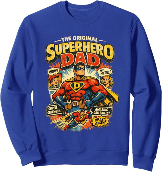 The Original Superhero Dad Vintage Comic Graphic Sweatshirt | Amazon (US)