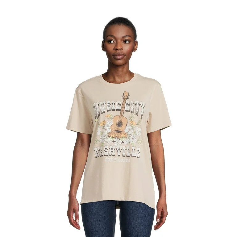 Time and Tru Women's Short Sleeve Destination Graphic Tee | Walmart (US)