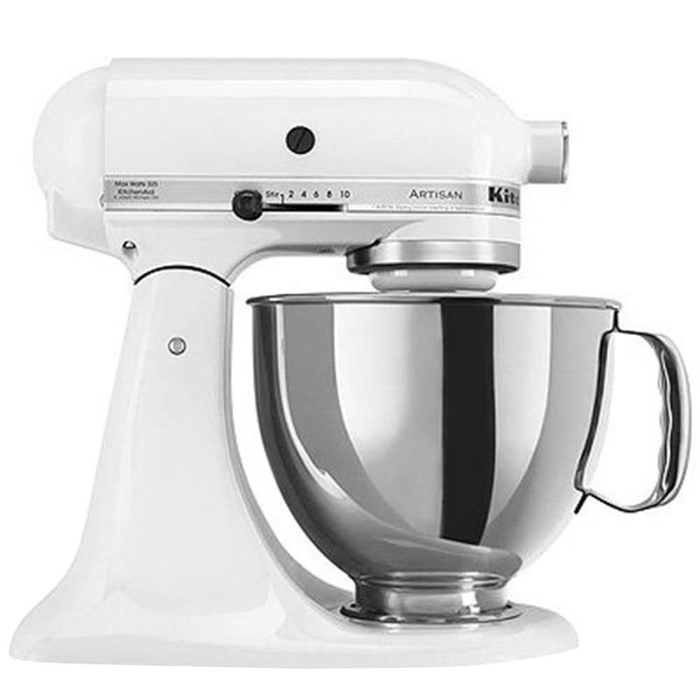 KitchenAid Artisan 5 Qt. 10-Speed White Stand Mixer with Flat Beater, 6-Wire Whip and Dough Hook Att | The Home Depot