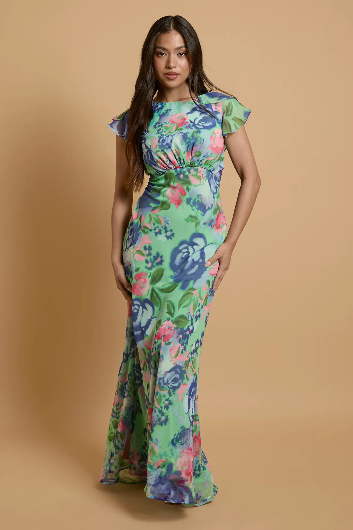 Green Oasis Petite Orchid Floral Printed Waterfall Maxi Dress | Oasis | Oasis UK & IE