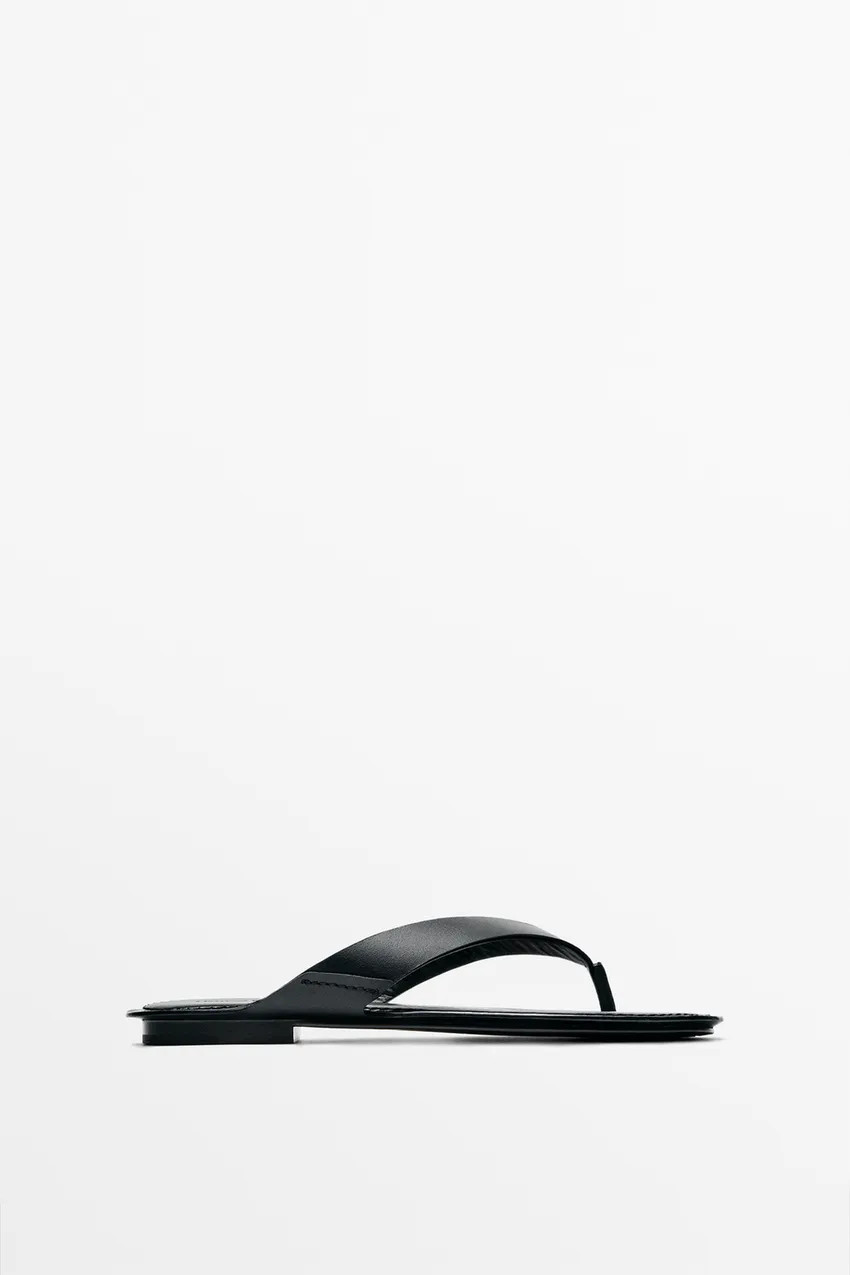 Flat leather sandals | Massimo Dutti US