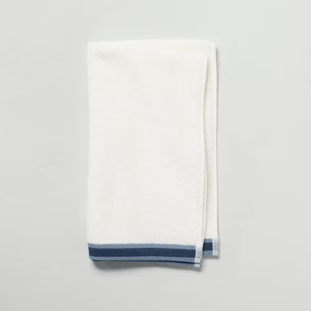 Accent Stripe Bath Linens Sour Cream/Blue - Hearth & Hand™ with Magnolia | Target