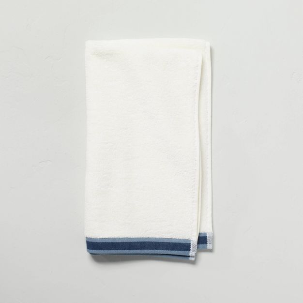 Accent Stripe Bath Linens Sour Cream/Blue - Hearth & Hand™ with Magnolia | Target