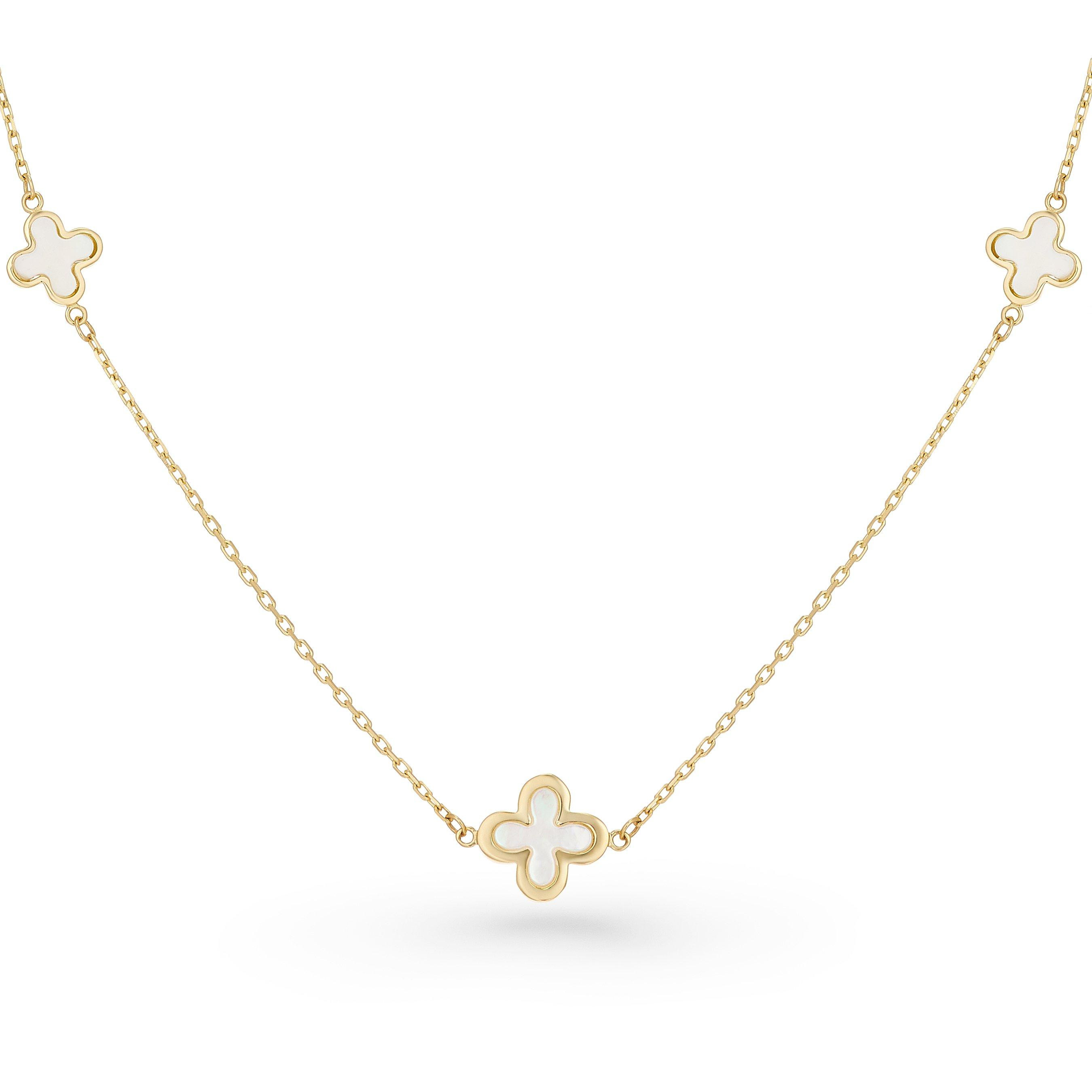 Beaverbrooks 9ct Yellow Gold Mother of Pearl Clover Necklace | 0138782 | Beaverbrooks | Beaverbrooks