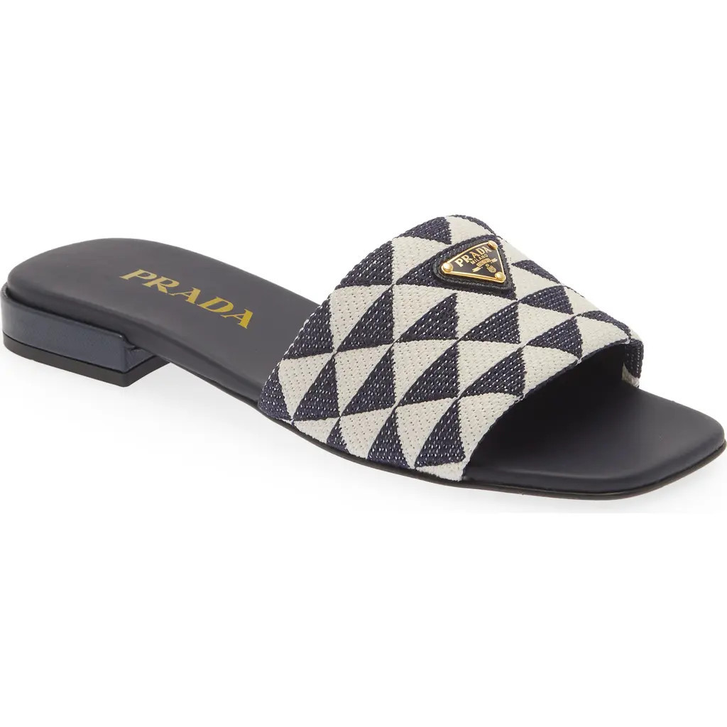 Prada Logo Slide Sandal in Baltico/Talco at Nordstrom, Size 11Us | Nordstrom