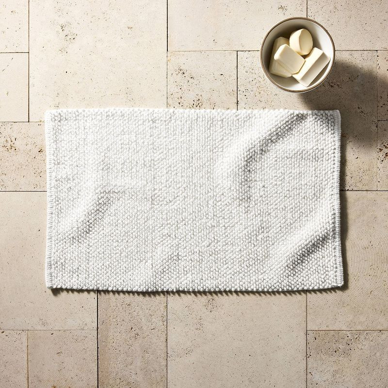 21"x34" Textured Bath Rug White - Casaluna™: Cotton, Woven, Low Pile, OEKO-TEX Certified, Machi... | Target