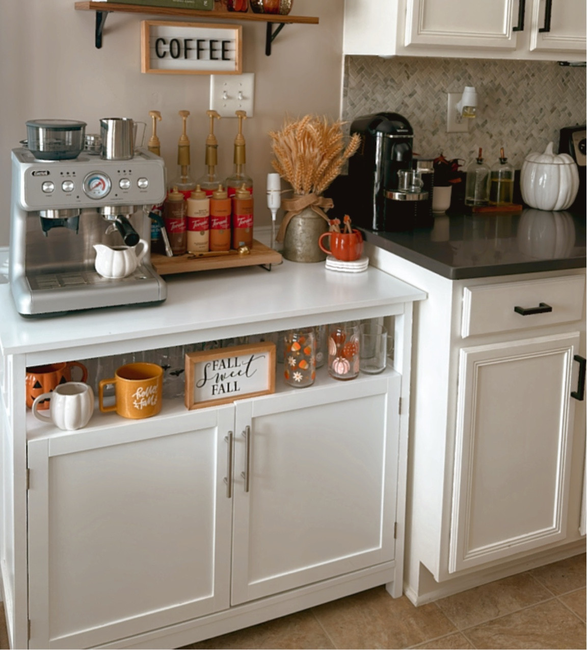 White 2 door cabinet perfect for coffee area. 

#LTKhome