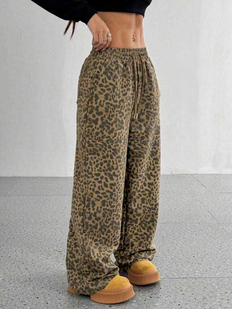 StreetHx Women Leopard Print Casual Wide Leg Loose Fit Slimming Pants Fall Cloth For Women | SHEIN