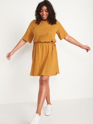 Short-Sleeve Waist-Defined Slub-Knit Mini T-Shirt Dress for Women | Old Navy (US)