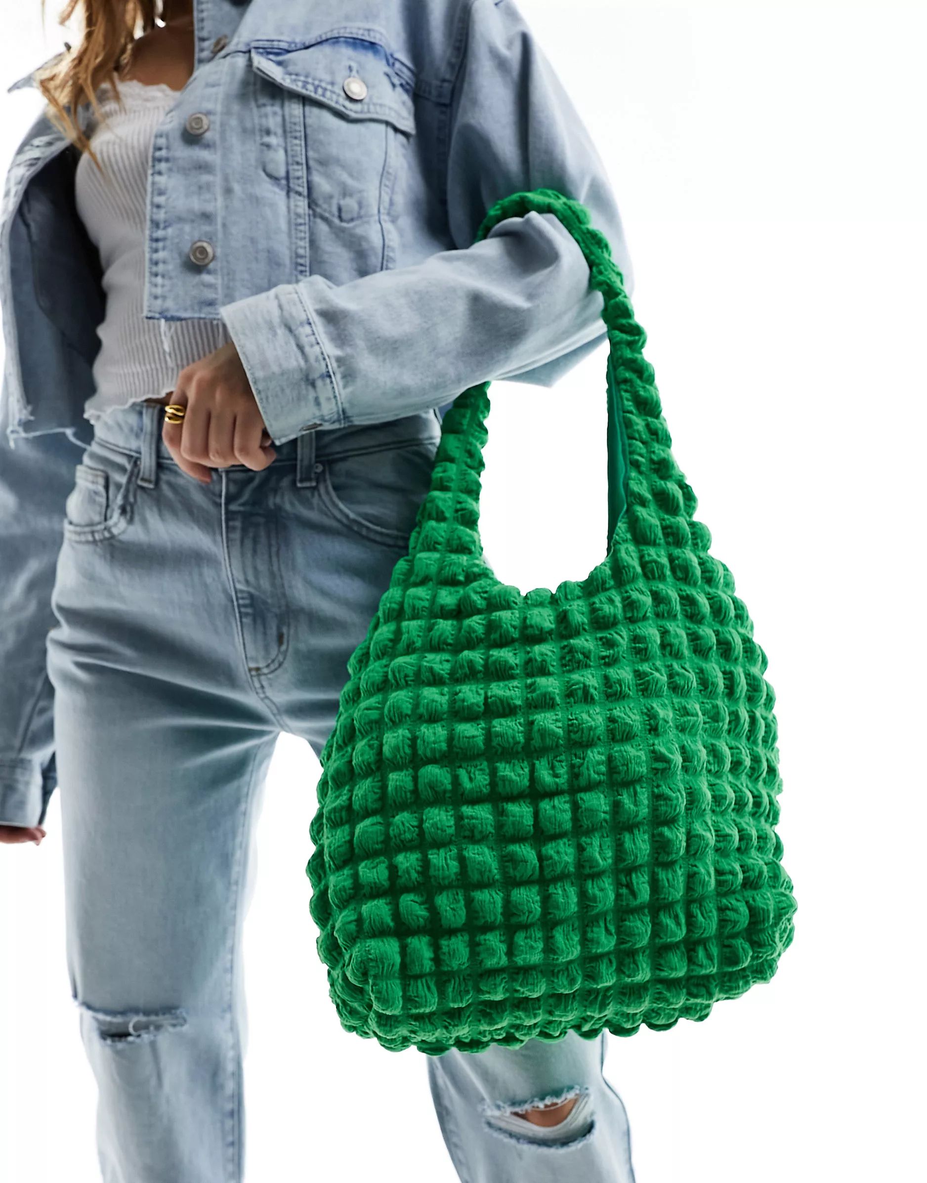 Glamorous popcorn texture shoulder bag in green | ASOS | ASOS (Global)