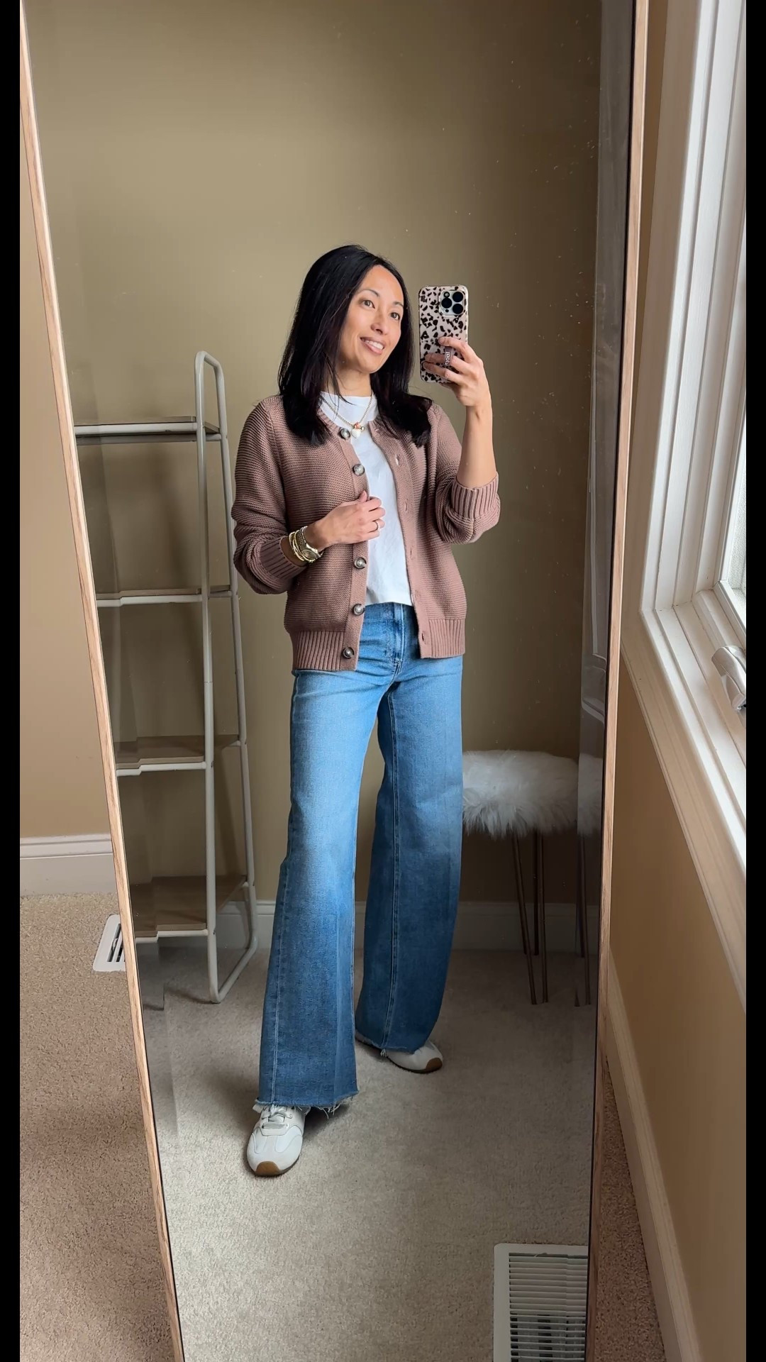 Cardigan: day to night. 
- Day: Wear open or closed over a white t-shirt. Comfy wide leg jeans. Sneakers. Chunky charm necklace and textured bracelet stack. Suede shoulder bag. 
- Night: Wear alone, keep some top and bottom buttons open. Dark denim jeans. Belt  Booties. Tennis necklace and vintage charm necklace combo. Mixed metals shiny cuff bracelets. Handheld mini bag. 

- Exact cardigan is 100% cotton. I sized up here, but may actually prefer true to size. 


#LTKootd #LTKOver40