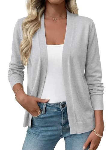Soft Light Grey Women Cardigan Lightweight Long Sleeve Shrug Casual Daily Layering | Amazon (US)