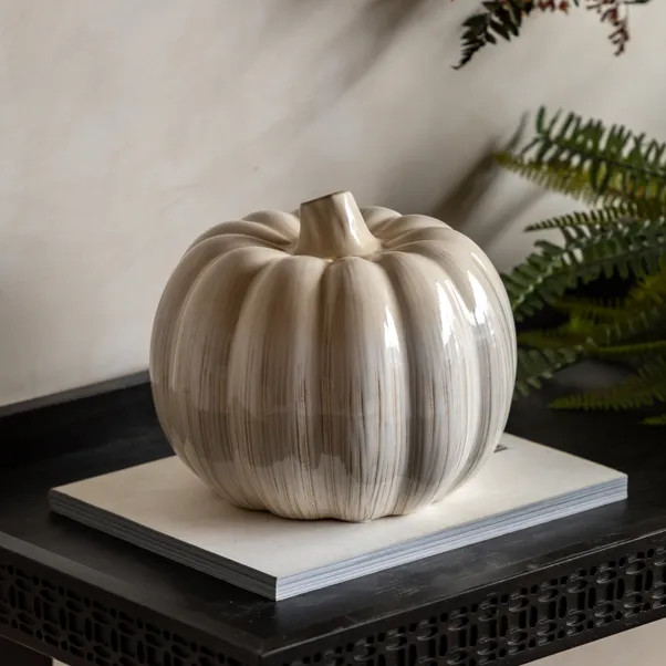 Cedar & Sage Natural Ceramic Pumpkin Ornament | Dunelm