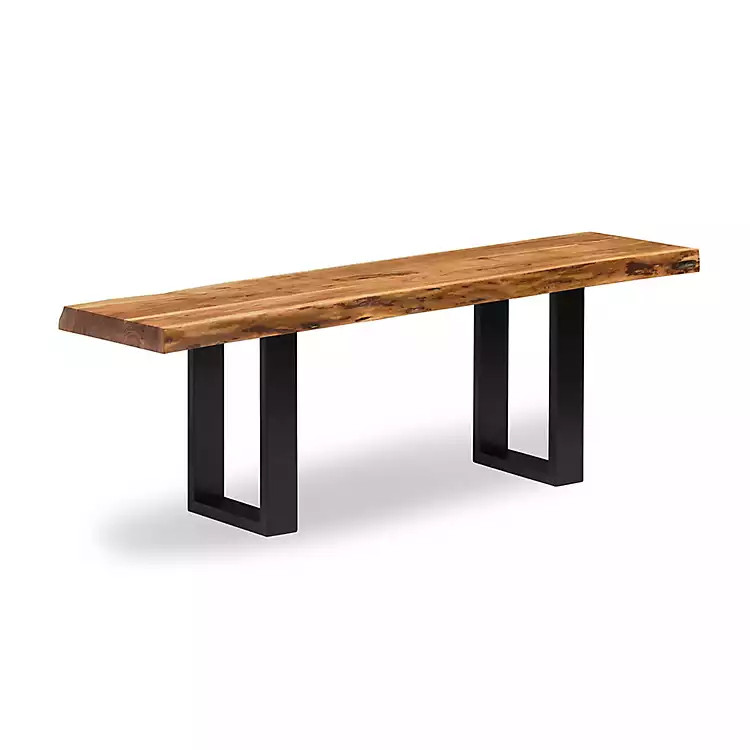 Natural Wood and Metal Bench | Kirkland's Home