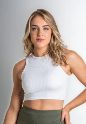 Regata Cropped Emice Store Blusa Canelada Branca | Dafiti (BR)