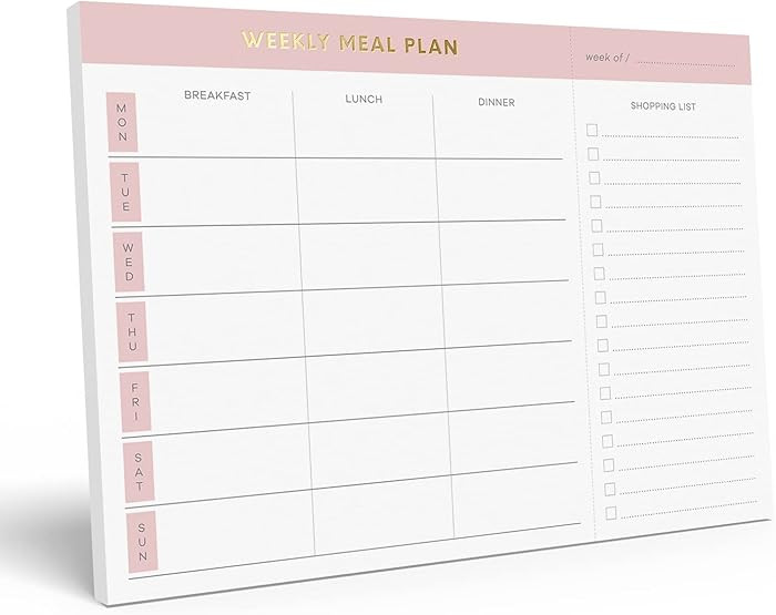 Sweetzer & Orange Weekly Meal Planner and Grocery List Magnetic Notepad. Pink 10x7” Meal Planni... | Amazon (US)