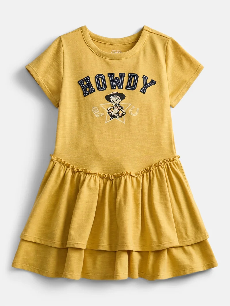 Toy Story Girls Tiered Dress with Embroidered Appliques and Short Sleeves, Sizes 4-12 | Walmart (US)