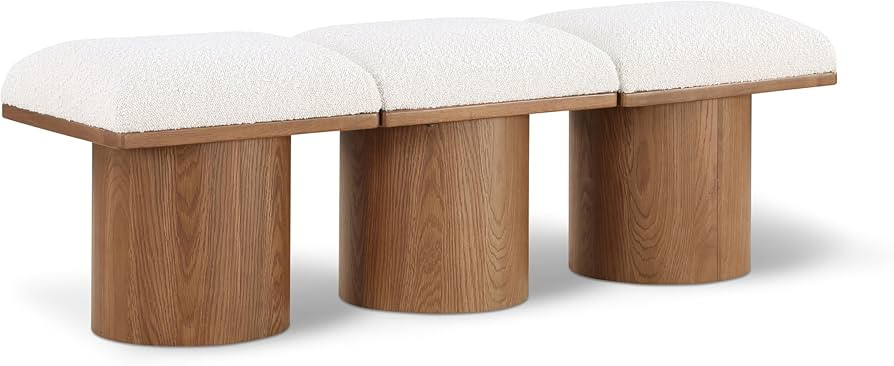 Meridian Furniture 467Cream-3A Pavilion Collection Art Deco Bench with Rich Cream Boucle Fabric a... | Amazon (US)
