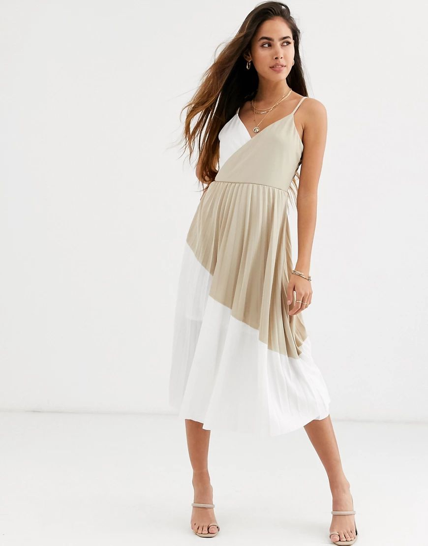 River Island pleated dress in gold | ASOS (Global)