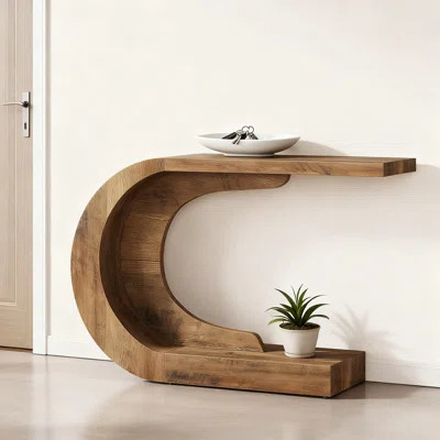 Mid-Century Modern C-Shaped Console Table For Entryway, Wave-Inspired Hallway Accent Table For Living Room, Foyer And Entrance, Easy Assembly | Wayfair North America