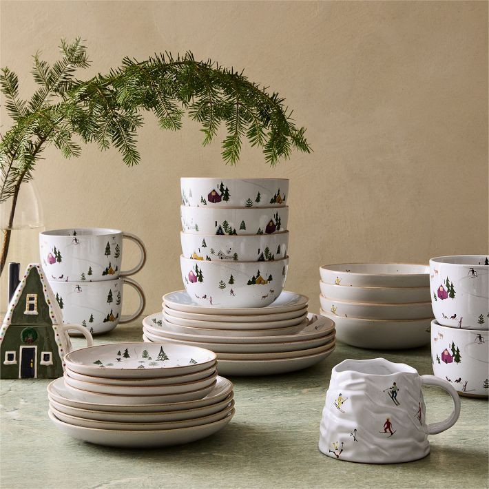 St. Jude Holiday Skier Stoneware Dinnerware Collection | West Elm (US)