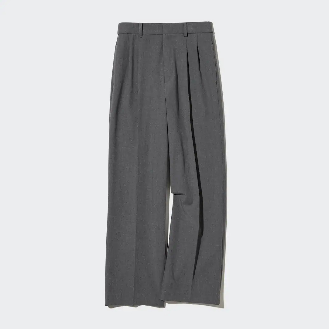 Pleated Wide Leg Trousers | UNIQLO (UK)
