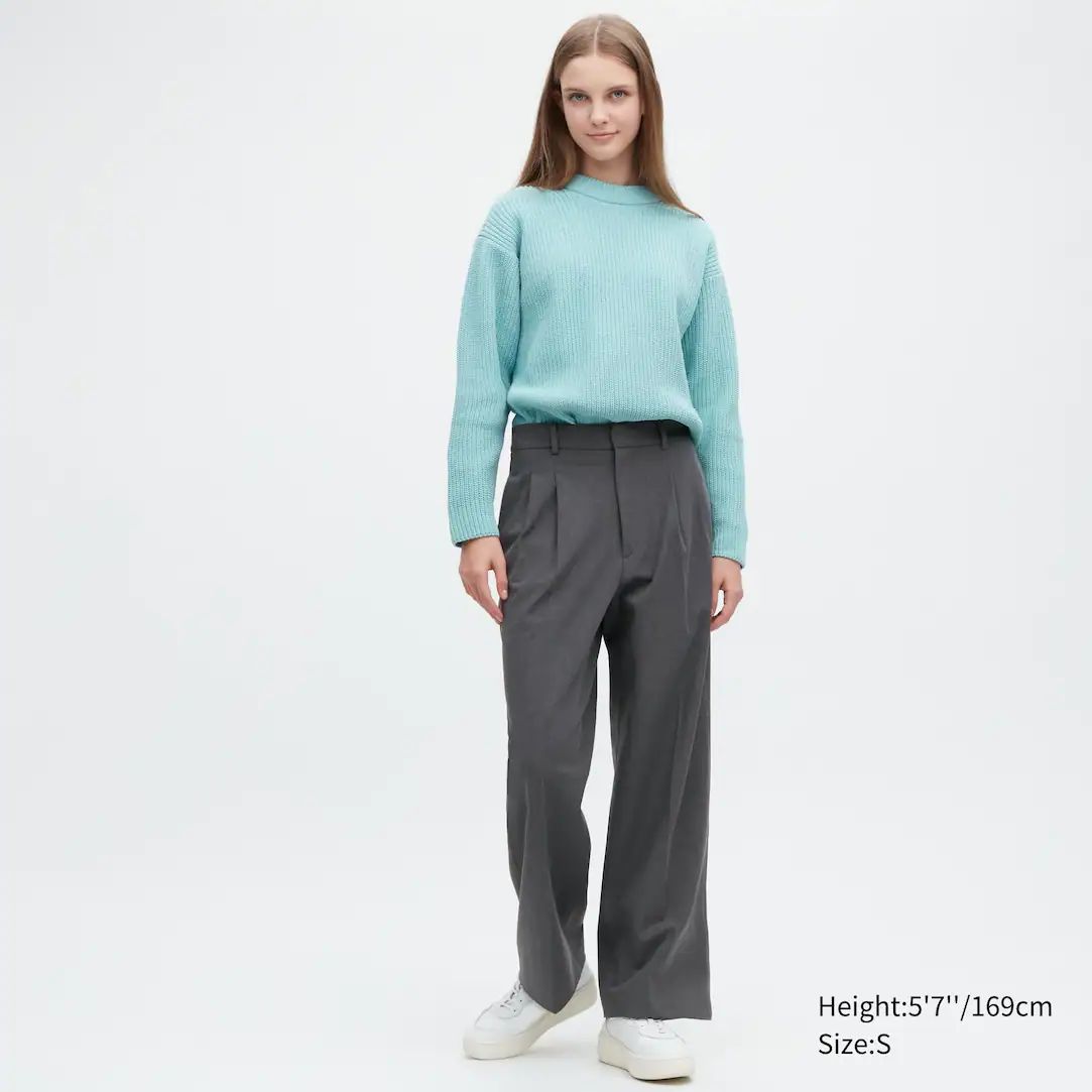 Pleated Wide Leg Trousers | UNIQLO (UK)