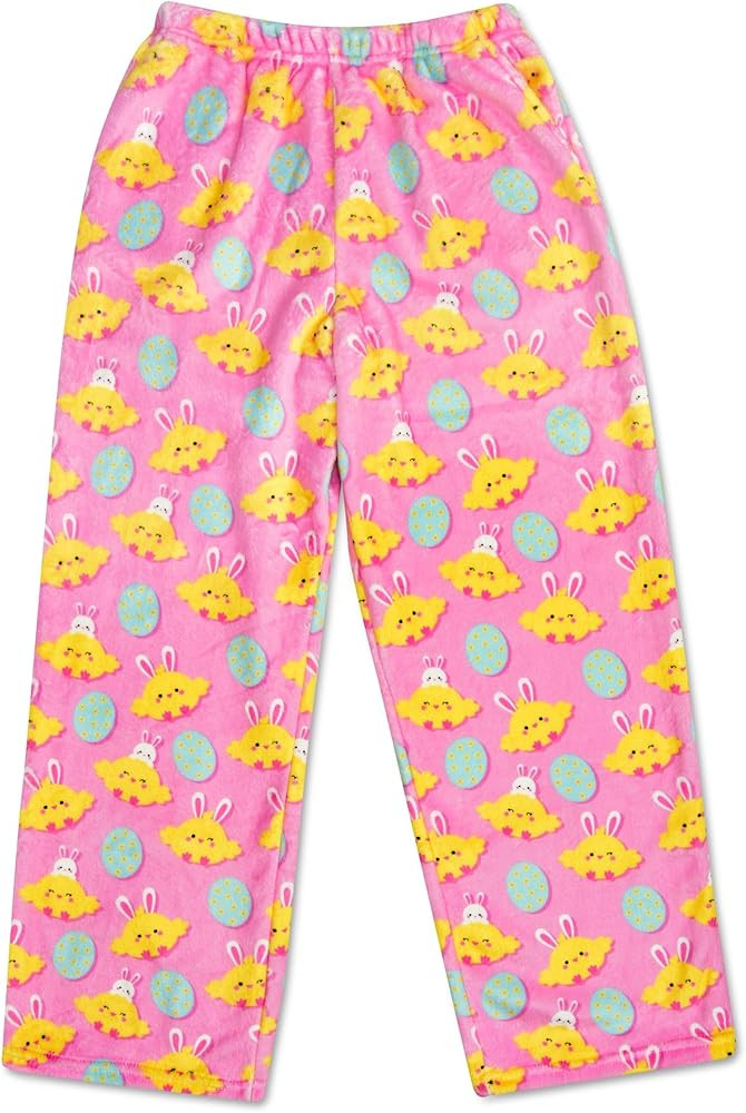 iscream Big Girls Silky Soft Fun Print Plush Fleece Pants - Kawaii Besties Collection | Amazon (US)