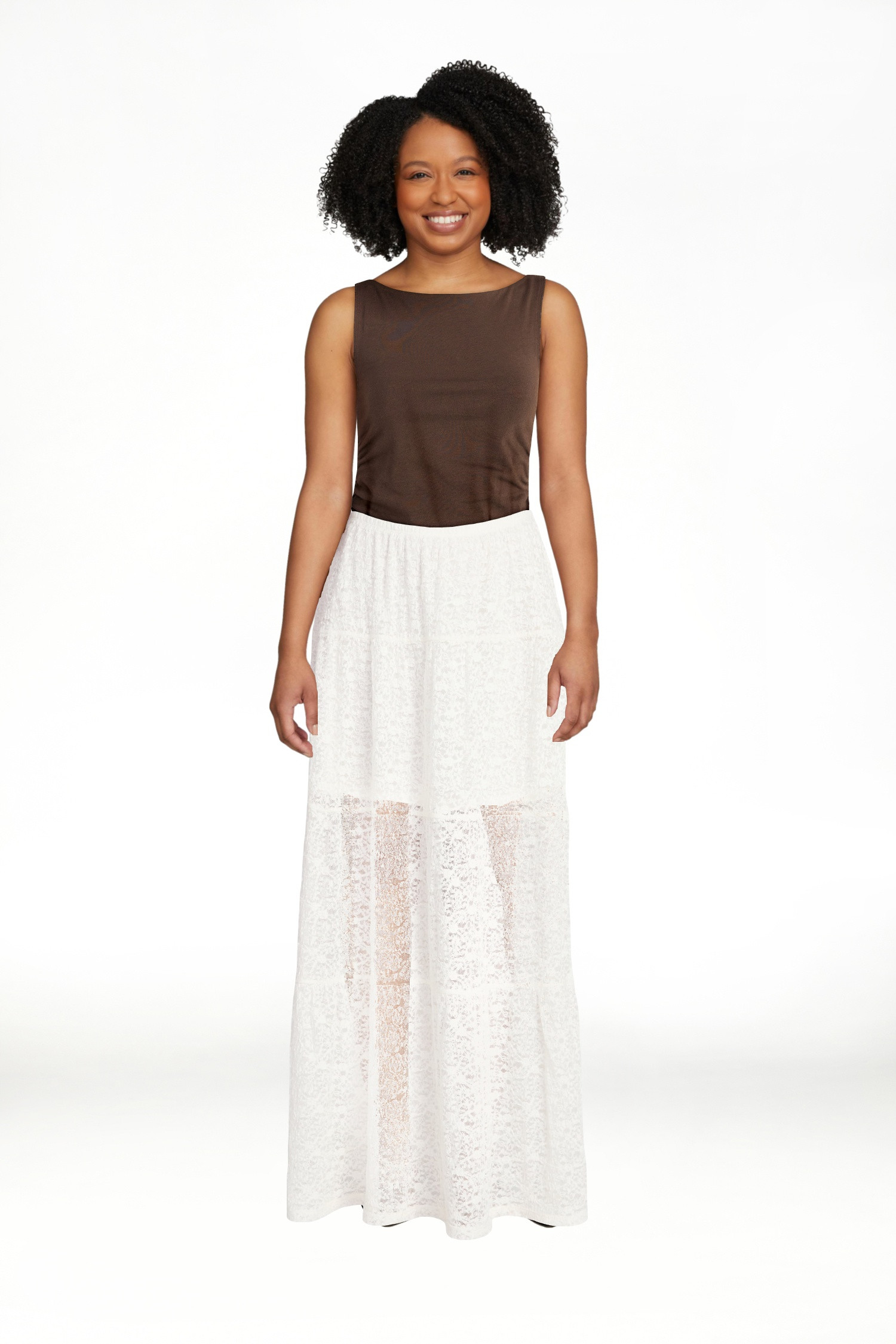 No Boundaries Lace Tiered Maxi Skirt, Women's XXS-XXL | Walmart (US)